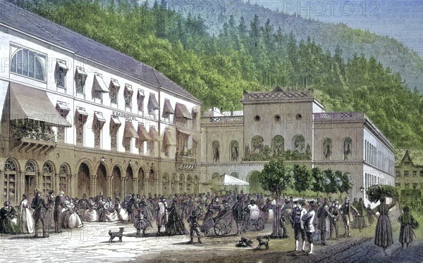 The spa town of Wildbad with the bathhouse and the spa hotel/the spa of Wildbad with the bath house