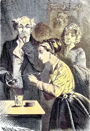 Medicine, taking medication, taking pills under family supervision/Medicine, taking medication,