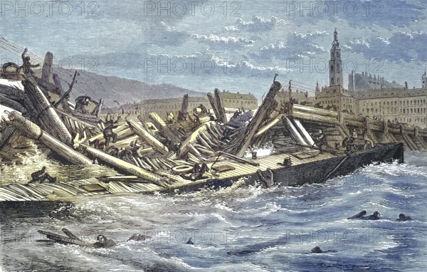 The collapse of the bridge of Linz, Austria, 1868/The collapse of the bridge of Linz, Austria,
