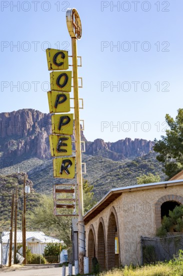 Superior, Arizona - A 'copper' sign in front of an old store. Resolution Copper wants to open an
