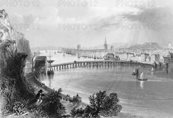 View of the town of Waterford on the Suir River, County Waterford, Ireland, cityscape,