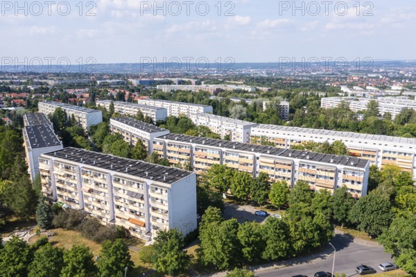 Aerial view of Gorbitz prefabricated housing estate, Dresden, Saxony, Germany