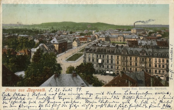 Historical postcard around 1899, Bayreuth, Upper Franconia, Bavaria, Germany, digital reproduction