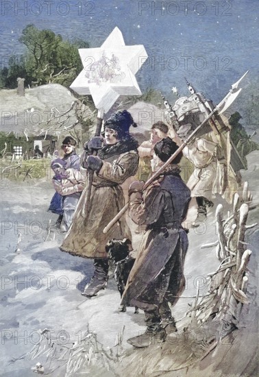 Historical illustration of a Christmas tradition in Podolia or Podilia, Podolia, a historic region