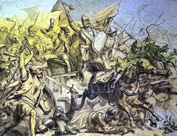 Historical depiction of the Battle of Mount Witkow, Ciskaberg, 1420, Hussite Wars, also known as