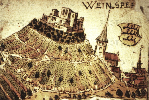 Weinsberg is a town in the district of Heilbronn, Baden-Württemberg, Germany. An early view of the