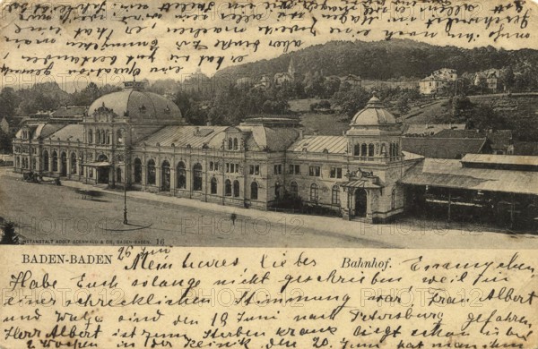 Historical postcard around 1910, Baden-Baden, spa town in the Black Forest, Baden-Württemberg,