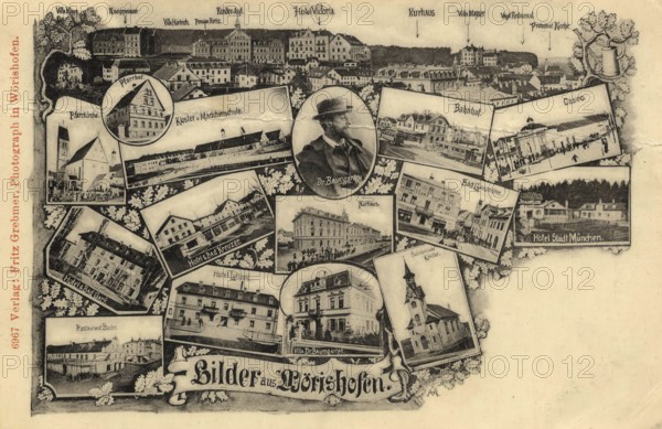 Historical postcard around 1910, Bad Wörishofen, Unterallgäu district, Bavaria, Germany, digital