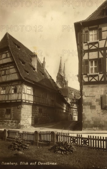Historical postcard around 1900, Bamberg Cathedral, Upper Franconia, Bavaria, Germany, digital