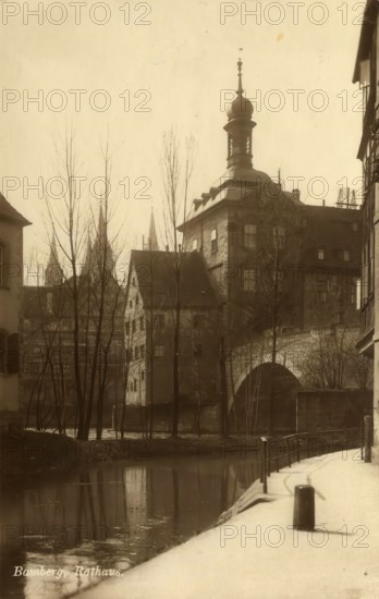Historical postcard around 1900, Bamberg, town hall, Upper Franconia, Bavaria, Germany, digital