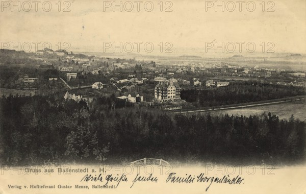 Historical postcard around 1900, Ballenstedt im Harz, Harz district in Saxony-Anhalt, Germany,