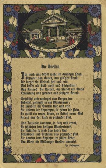 Historical postcard around 1910, Bad Wildungen, Helenenquelle, Waldeck-Frankenberg district, Hesse,