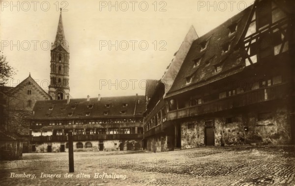 Historical postcard around 1900, Bamberg, Hofhaltung, Upper Franconia, Bavaria, Germany, digital