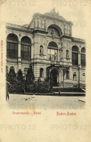 Historical postcard around 1910, Baden-Baden, Friedrichsbad, spa town in the Black Forest,