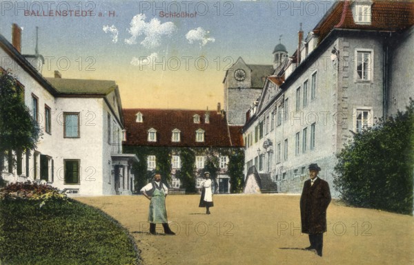 Historical postcard around 1900, Ballenstedt im Harz, castle, Harz district in Saxony-Anhalt,