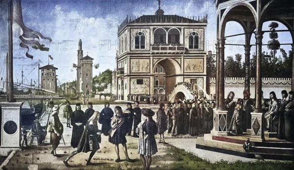 Historisches Foto (ca 1880) von König Agrippinus, Gemälde von Vittore Carpaccio, Venedig, Venezia,