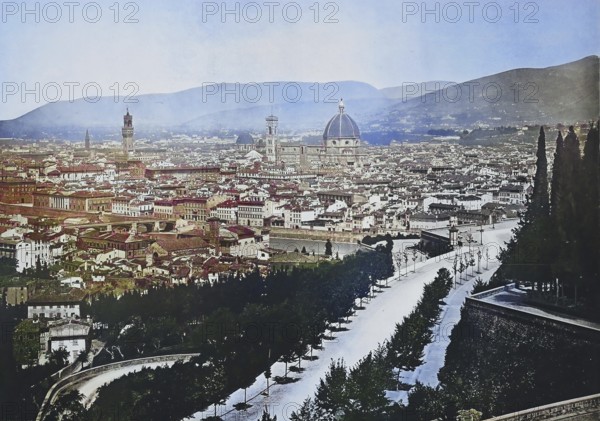 Historisches Foto (ca 1880) von Ansicht von Florenz, Toskana, Italien / Historical photo of View of