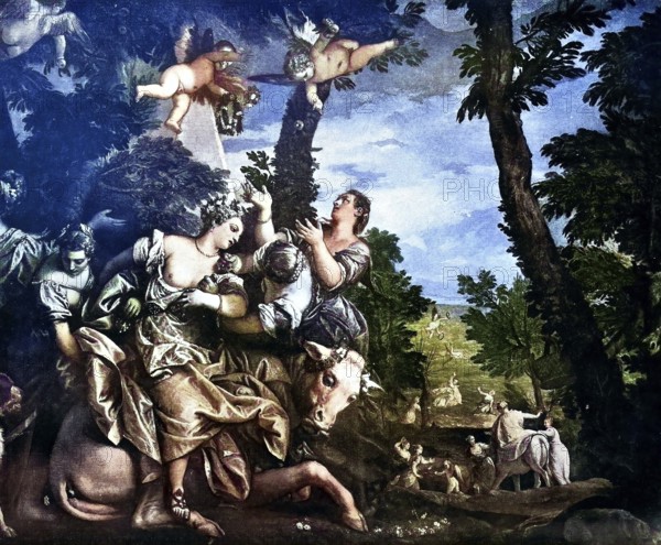 Historisches Foto (ca 1880) von Die Vergewaltigung der Europa, griechische Mythologie, Gemälde von