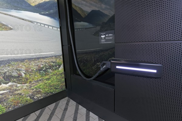 Audi charging station for electric cars on EUREF Campus Düsseldorf, detail, European Energy Forum