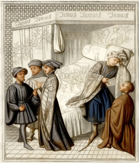 Canopy bed, 14th century