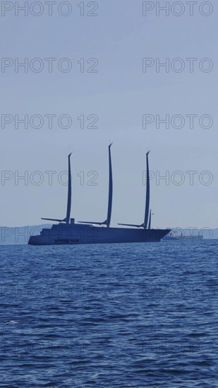 Large modern sailing ship Sailing yacht a, largest sailing yacht in the world, with three masts on