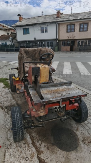 Special vehicle mobile saw, abandoned, rusted, quirky, old car, roadside vehicle, Ohrid, North