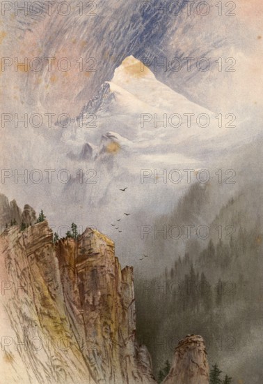 The Weisshorn, a 4505 m above sea level mountain in the Valais Alps with the shape of an even