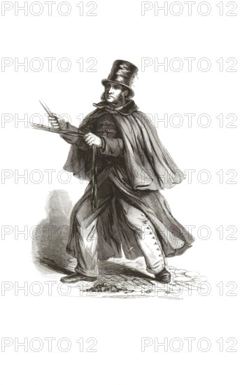 Types from Holland around 1841, De huurkoetsier, coachman, rental coachman, Netherlands, authentic,