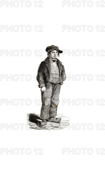 Types from Holland around 1841, De Straatjongen, The Street Boy, Netherlands, authentic, digitally