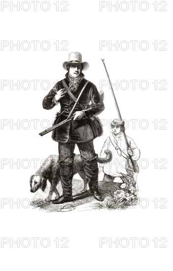 Types from Holland around 1841, leisure hunters, hobby hunters or leisure hunters, the Netherlands,
