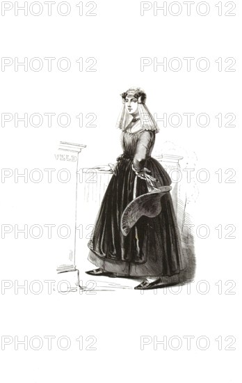 Types from Holland around 1841, e Noord-Hollandse boerin, the North Dutch farmer, Netherlands,