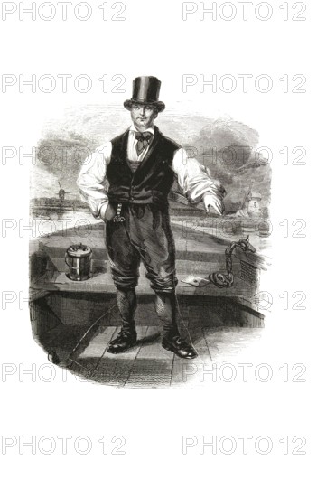 Types from Holland around 1841, De Veerschipper, The Ferryman, Netherlands, authentic, digitally