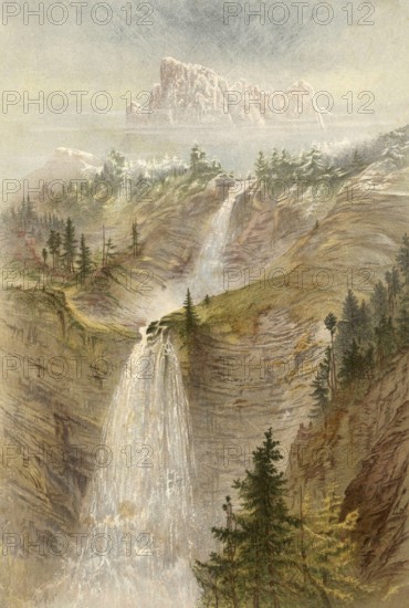 Cascade de Roget, one of the most beautiful waterfalls in France and the pointe de Salles, mountain