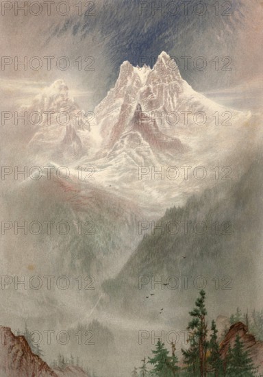 The Dent du Midi around 1860, mountain range in the Chablais Valaisan Alps, northwest of Martigny
