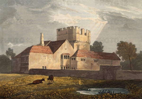 Mortham Tower, around 1860, fortified manor house with a residential tower, Pele Tower, from the