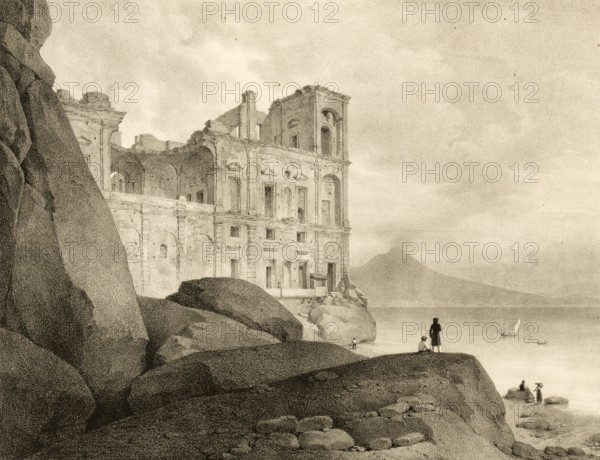Ruins of the Palazzo della Regina Giovanna, Palace of Queen Joan, 1825, in Naples, Italy,