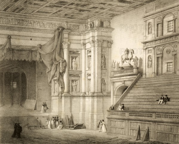 Teatro Farnese in Parma, around 1860, Italy, authentic, digitally restored reproduction from a 19th