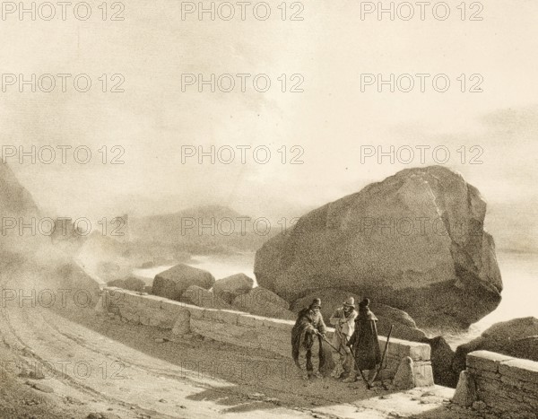 On the road from Rome to Naples, here in Terracine, around 1860, Italy, authentic, digitally