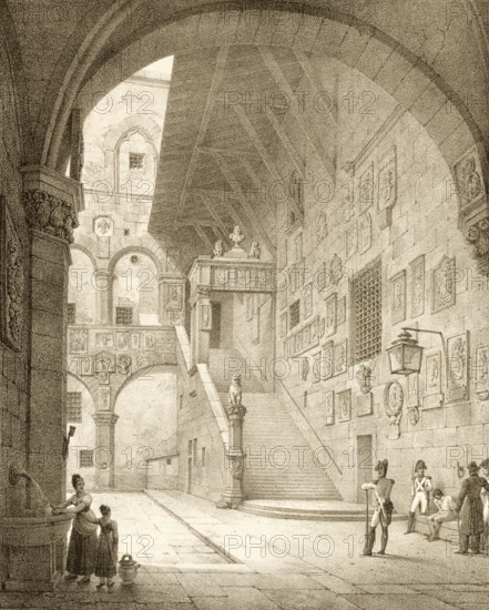 Cour des Prisons, prison courtyard, historic courtyard of the Palazzo del Bargello, which served as