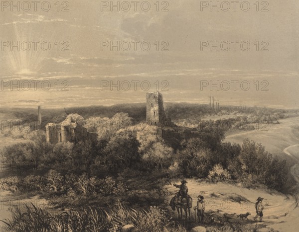 Ruin of Wilhelmstein Castle in Würselen near Aachen, around 1860, Germany, authentic, digitally