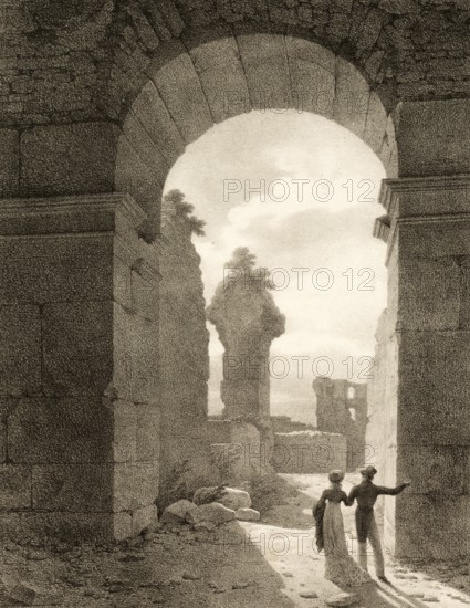 Roman Colosseum Arcade or Colosseum Arcade, around 1860, Rome, Italy, authentic, digitally restored