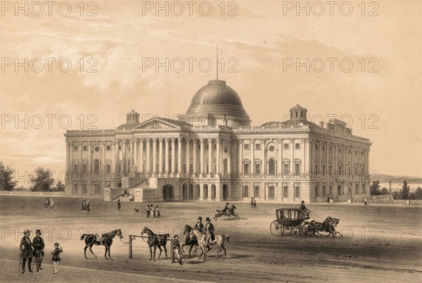 The Capitol in Washington around 1860, America, authentic, digitally restored reproduction from a
