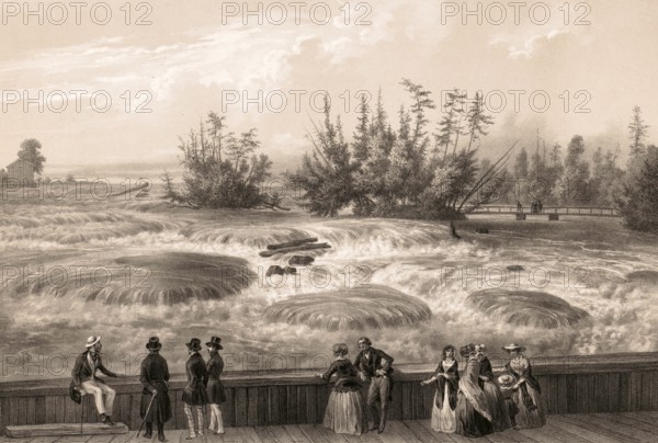 Niagara, rapids off Niagara Falls, around 1860, Canada, authentic, digitally restored reproduction