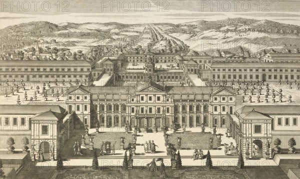 Ducal Brunswick Pleasure Palace in Salzdahlum, Wolfenbüttel, garden side, around 1850, Germany,