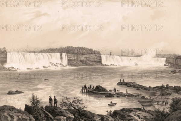 Niagara Falls, Niagara Falls, around 1860, panorama, America, authentic, digitally restored