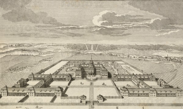 Elector Saxon Pleasure Palace, Jagdschlß Hubertusburg, around 1850, Germany, authentic, digitally