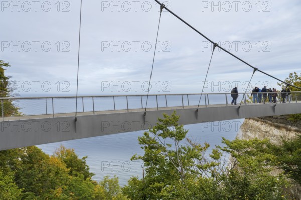 Skywalk with people, viewing platform at the Königsstuhl National Park Center, view of the chalk