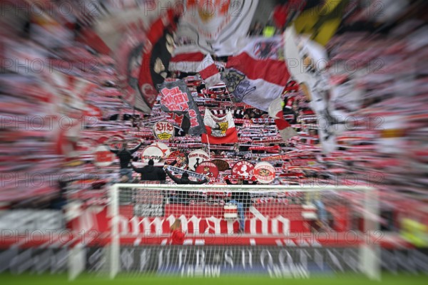 Fan block, fans, fan curve, flags, atmosphere, atmospheric Cannstatt curve VfB Stuttgart zoom