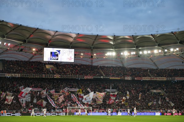 Cannstatt curve, fan block, fans, fan curve, flags, atmosphere, atmospheric blue hour, floodlights,
