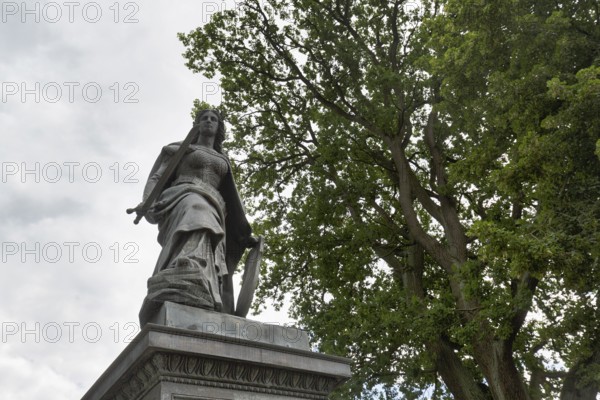 Restored Germania monument, Germania statue with sword, base with inscription, symbol, German